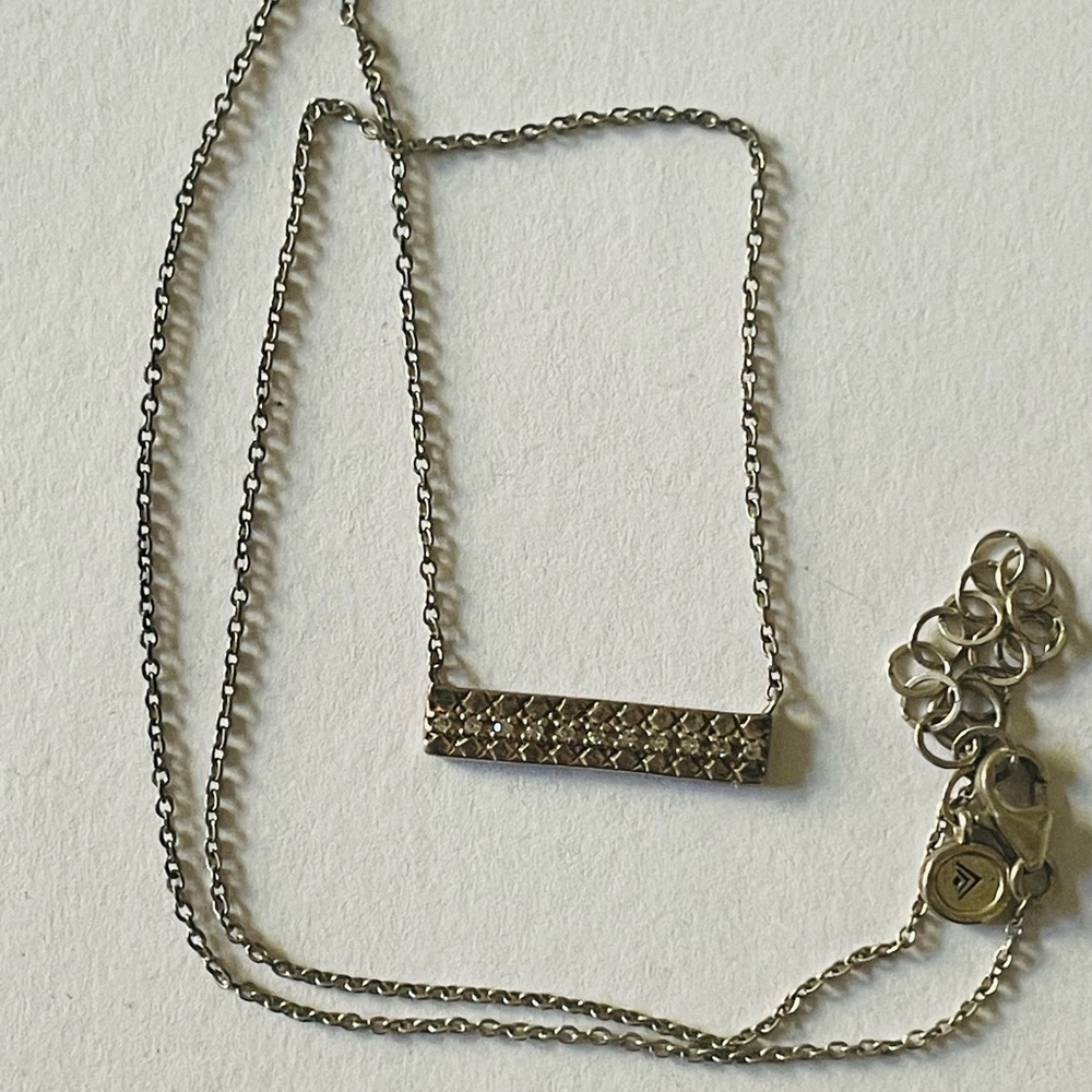 SILPADA 925 Delicate sterling Silver Bar Pendant Necklace w cz